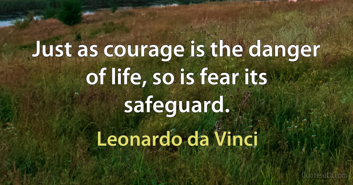 Just as courage is the danger of life, so is fear its safeguard. (Leonardo da Vinci)