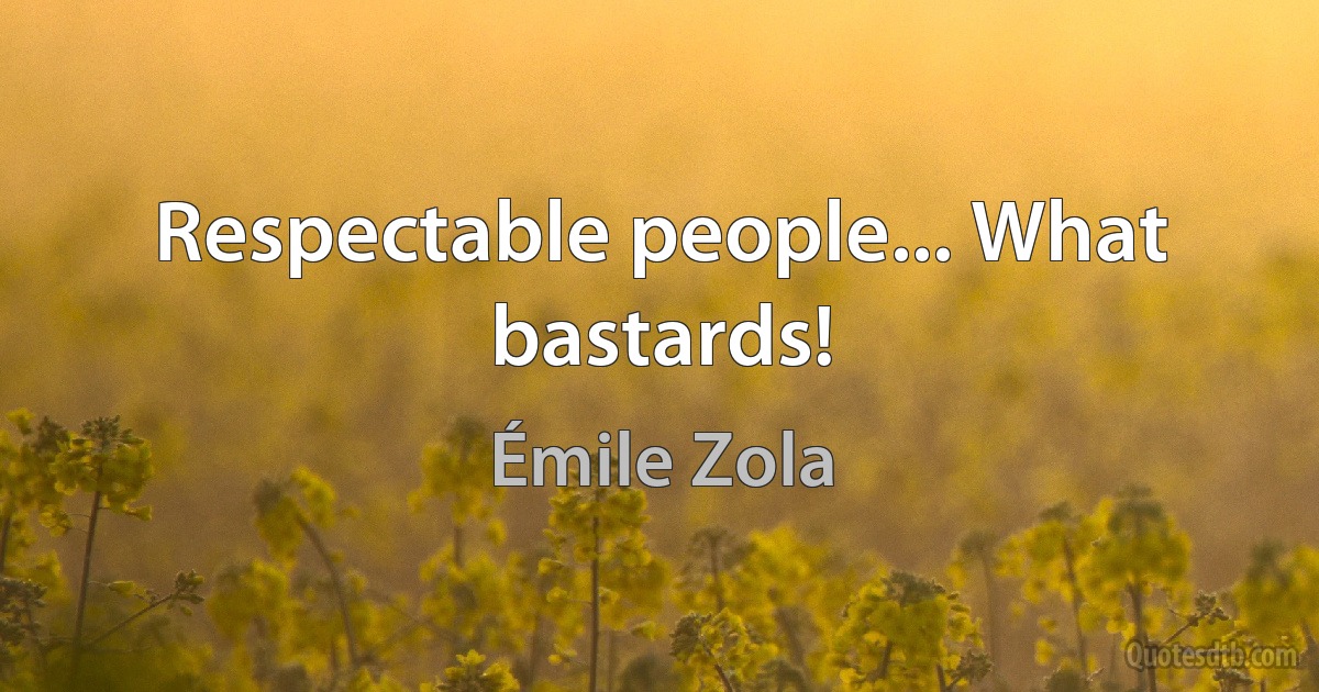 Respectable people... What bastards! (Émile Zola)