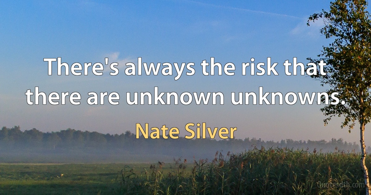 There's always the risk that there are unknown unknowns. (Nate Silver)