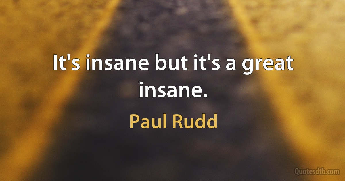 It's insane but it's a great insane. (Paul Rudd)