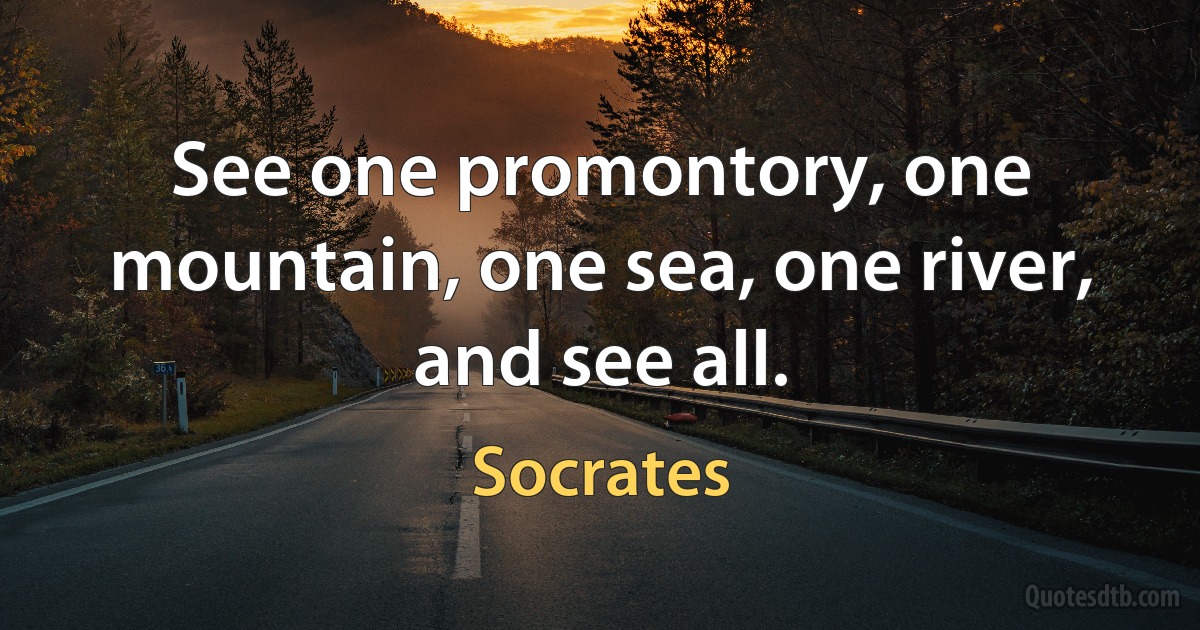 See one promontory, one mountain, one sea, one river, and see all. (Socrates)