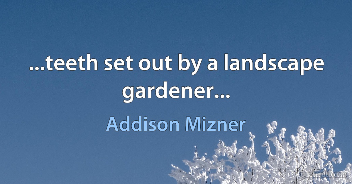 ...teeth set out by a landscape gardener... (Addison Mizner)