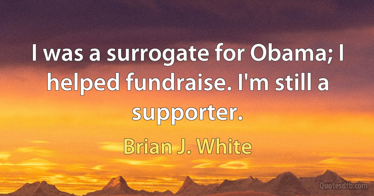 I was a surrogate for Obama; I helped fundraise. I'm still a supporter. (Brian J. White)