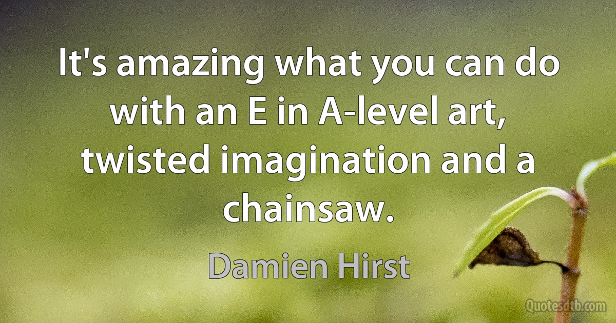 It's amazing what you can do with an E in A-level art, twisted imagination and a chainsaw. (Damien Hirst)