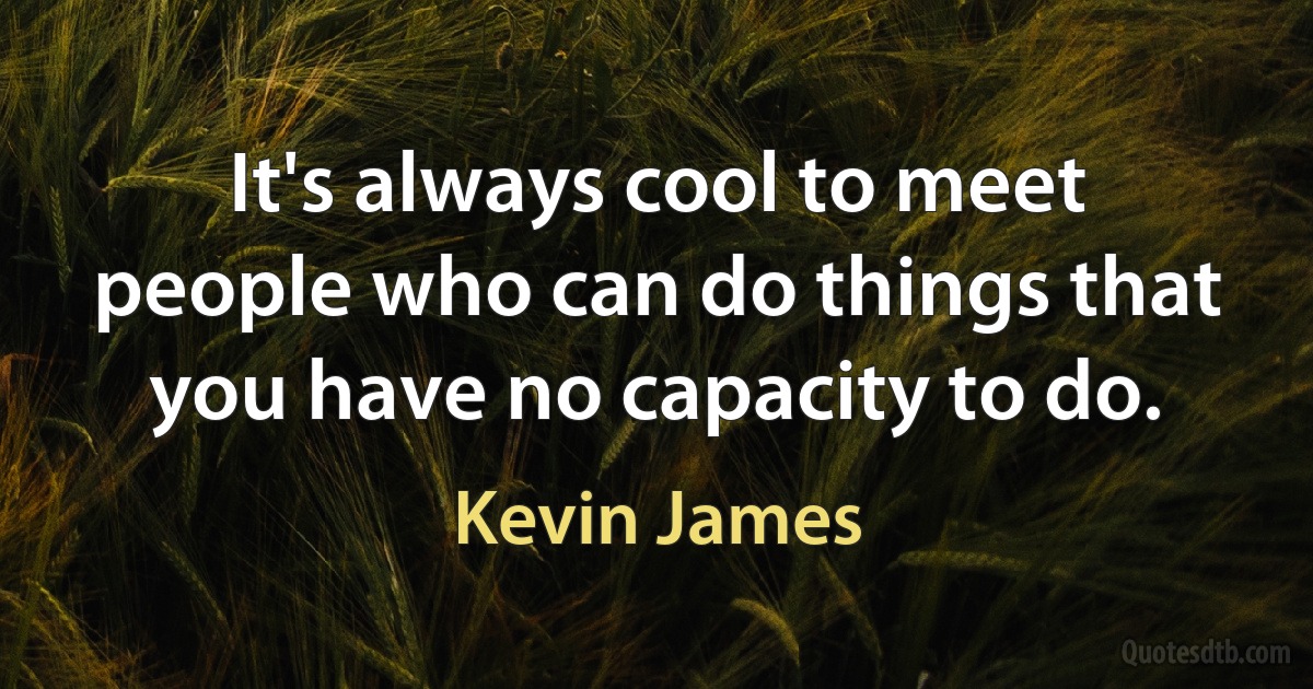 It's always cool to meet people who can do things that you have no capacity to do. (Kevin James)