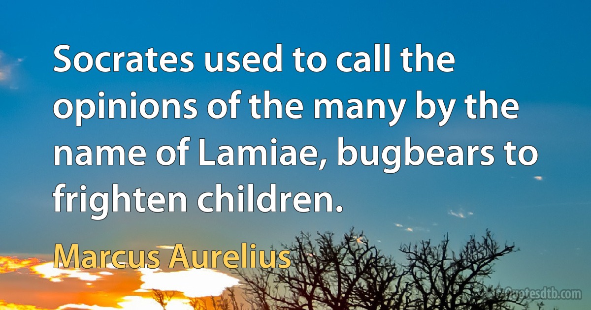 Socrates used to call the opinions of the many by the name of Lamiae, bugbears to frighten children. (Marcus Aurelius)