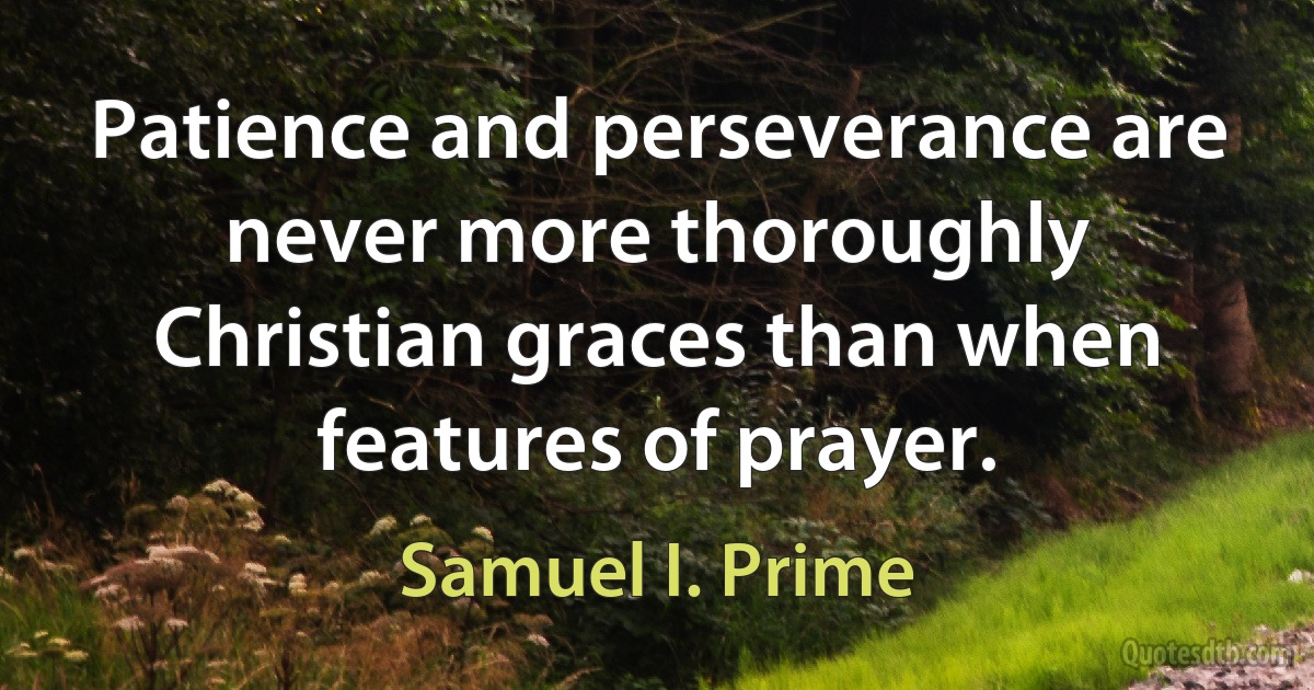 Patience and perseverance are never more thoroughly Christian graces than when features of prayer. (Samuel I. Prime)