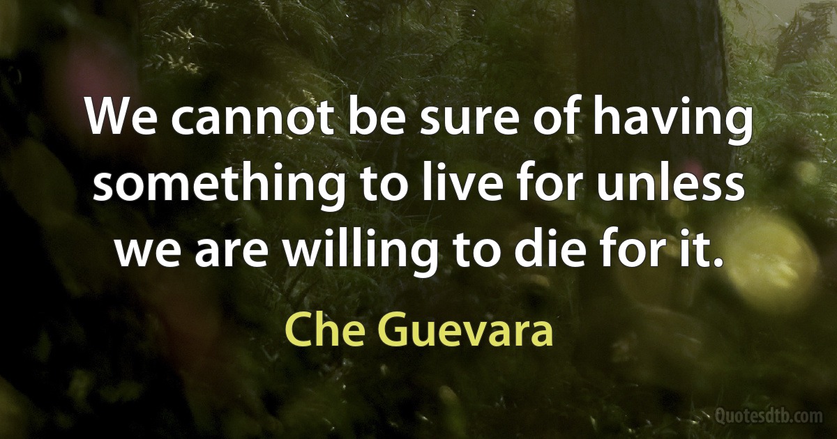 We cannot be sure of having something to live for unless we are willing to die for it. (Che Guevara)