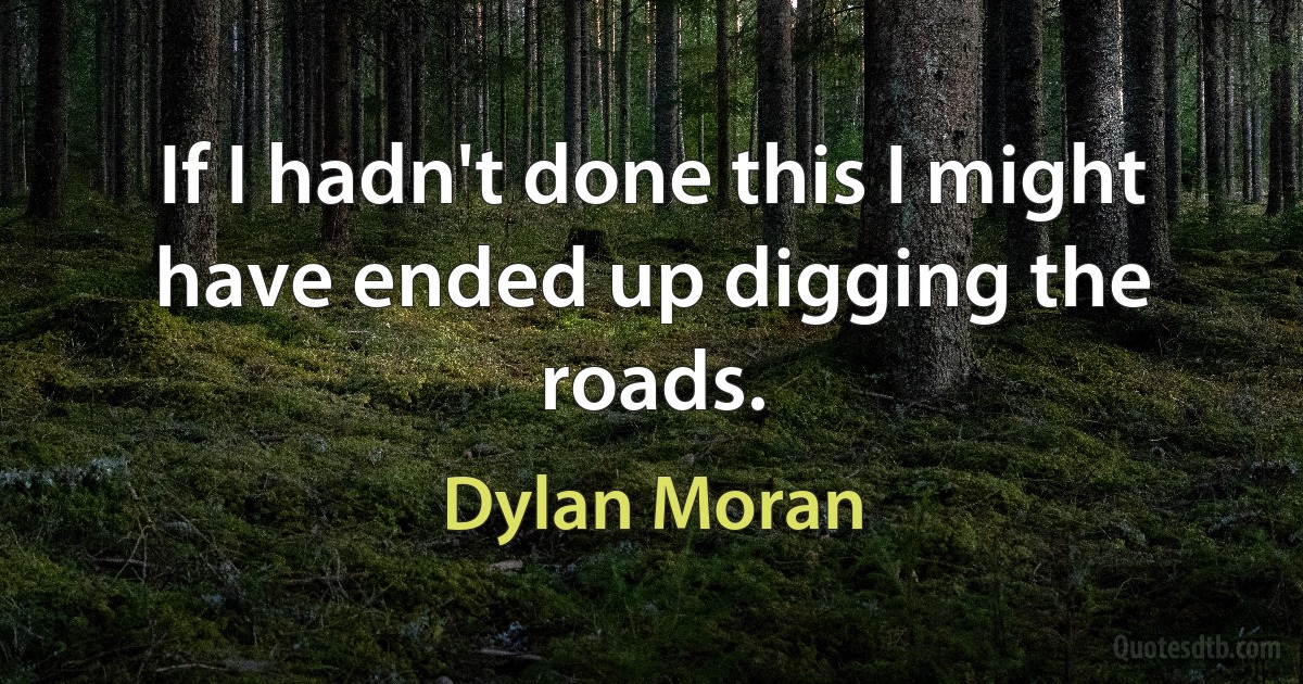 If I hadn't done this I might have ended up digging the roads. (Dylan Moran)