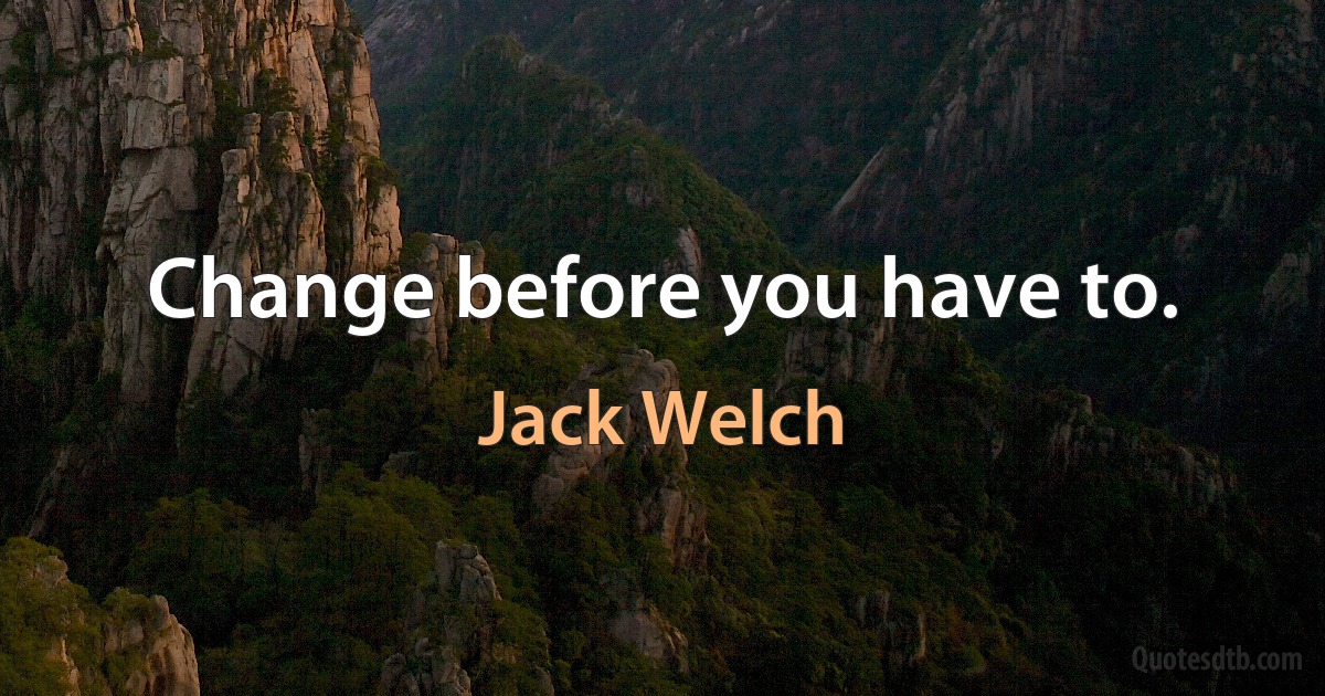 Change before you have to. (Jack Welch)