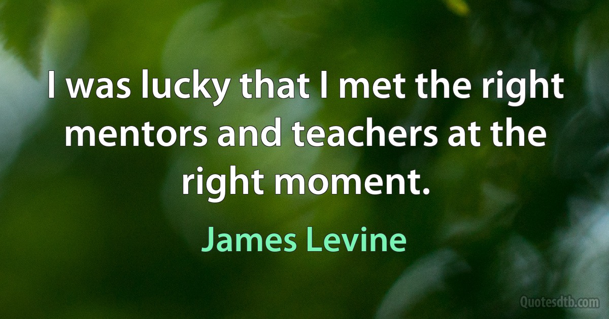 I was lucky that I met the right mentors and teachers at the right moment. (James Levine)