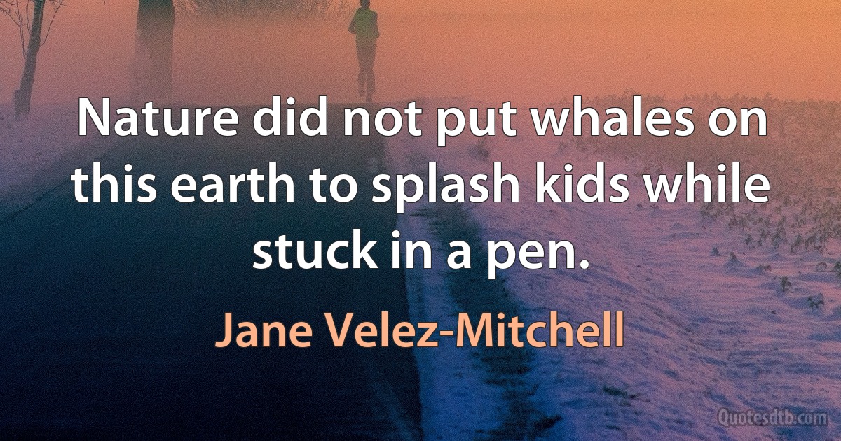 Nature did not put whales on this earth to splash kids while stuck in a pen. (Jane Velez-Mitchell)