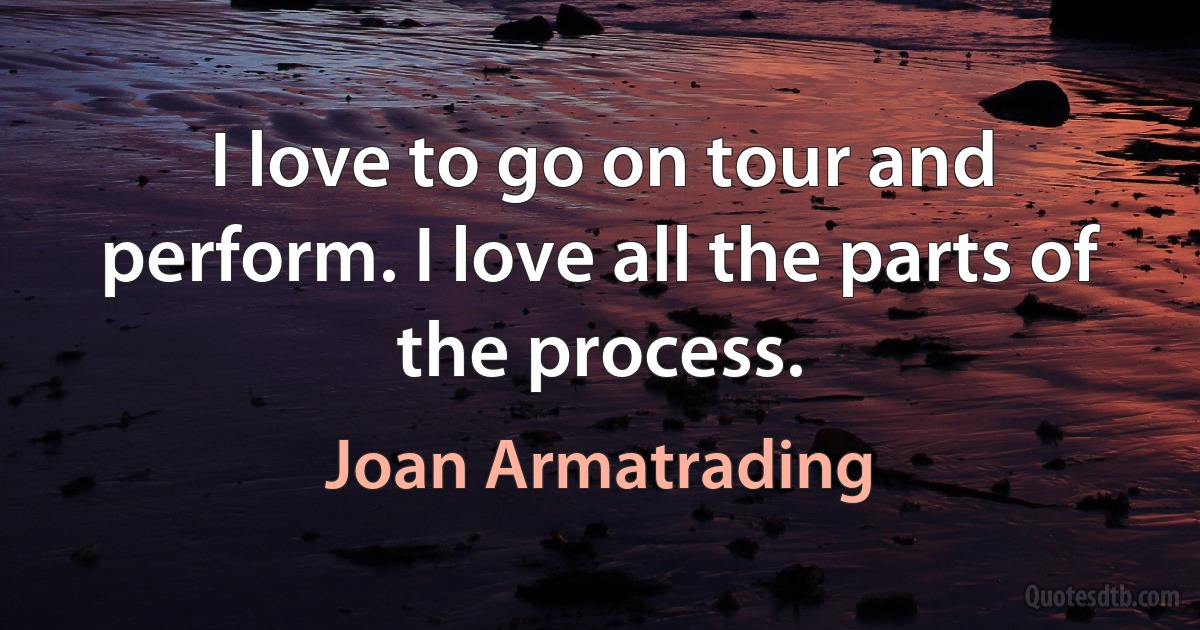 I love to go on tour and perform. I love all the parts of the process. (Joan Armatrading)