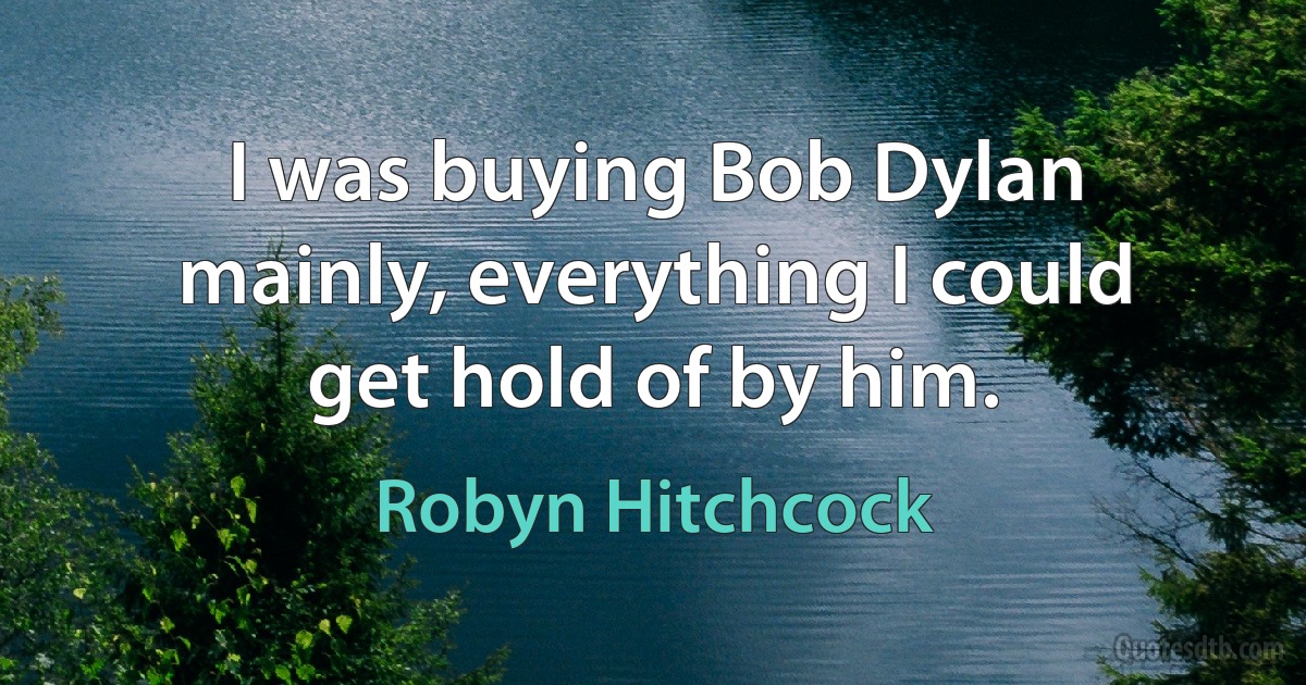 I was buying Bob Dylan mainly, everything I could get hold of by him. (Robyn Hitchcock)