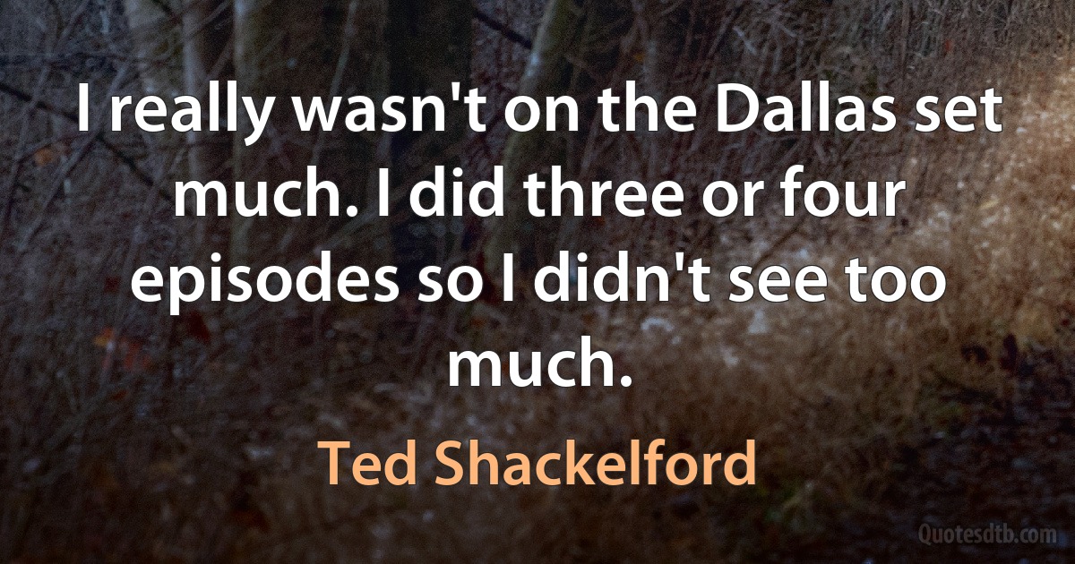 I really wasn't on the Dallas set much. I did three or four episodes so I didn't see too much. (Ted Shackelford)