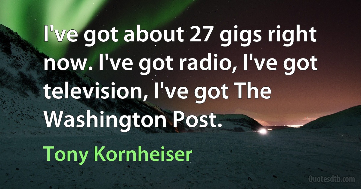 I've got about 27 gigs right now. I've got radio, I've got television, I've got The Washington Post. (Tony Kornheiser)