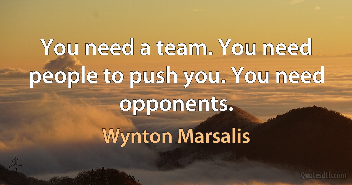 You need a team. You need people to push you. You need opponents. (Wynton Marsalis)