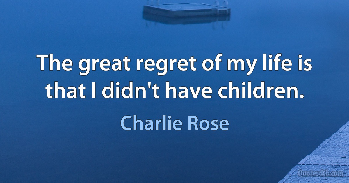 The great regret of my life is that I didn't have children. (Charlie Rose)