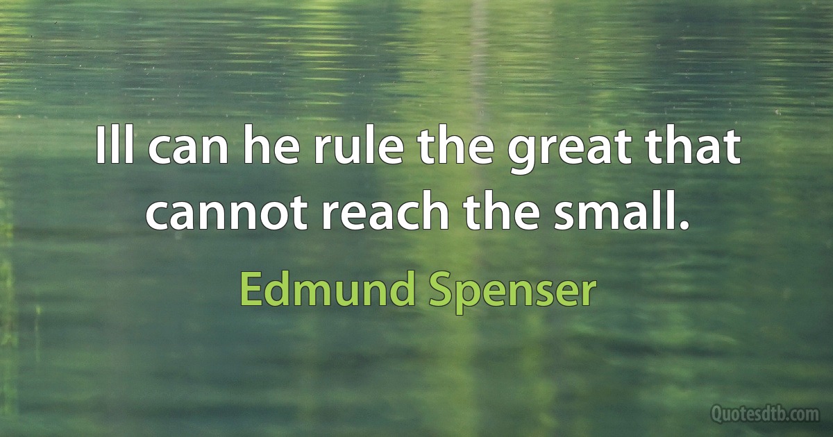 Ill can he rule the great that cannot reach the small. (Edmund Spenser)