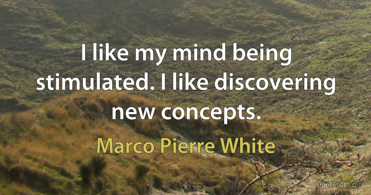 I like my mind being stimulated. I like discovering new concepts. (Marco Pierre White)