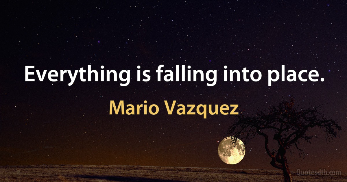 Everything is falling into place. (Mario Vazquez)