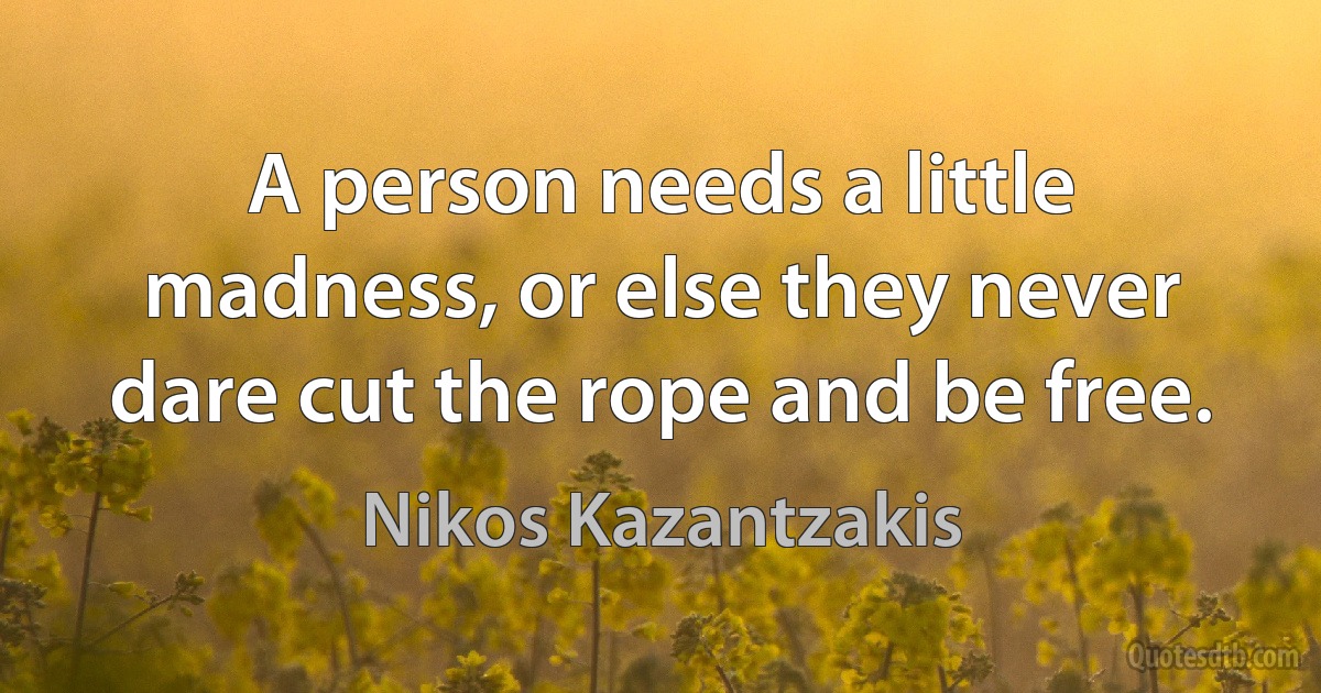 A person needs a little madness, or else they never dare cut the rope and be free. (Nikos Kazantzakis)