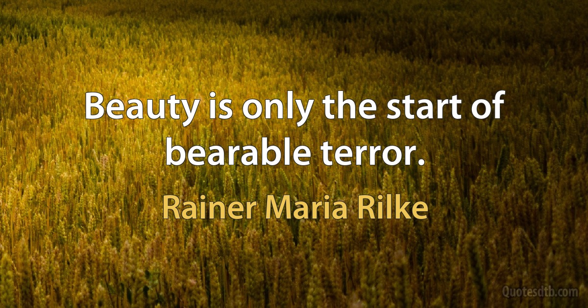 Beauty is only the start of bearable terror. (Rainer Maria Rilke)