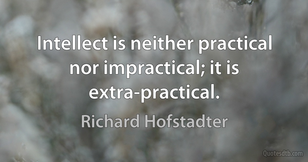 Intellect is neither practical nor impractical; it is extra-practical. (Richard Hofstadter)