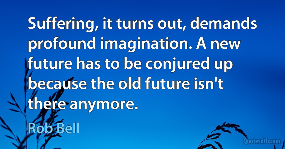 Suffering, it turns out, demands profound imagination. A new future has to be conjured up because the old future isn't there anymore. (Rob Bell)