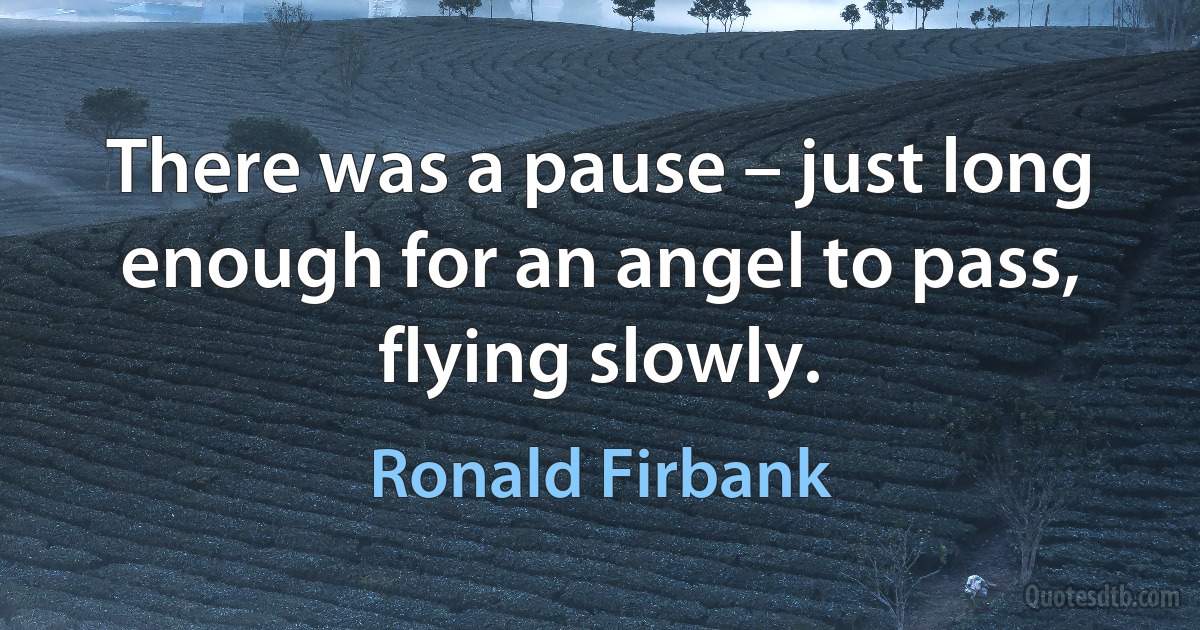 There was a pause – just long enough for an angel to pass, flying slowly. (Ronald Firbank)