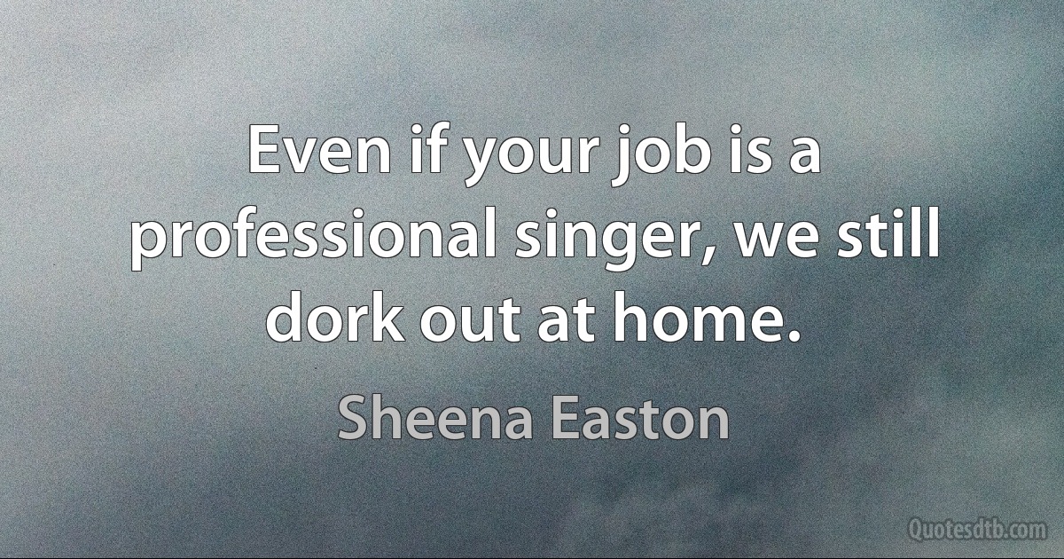 Even if your job is a professional singer, we still dork out at home. (Sheena Easton)