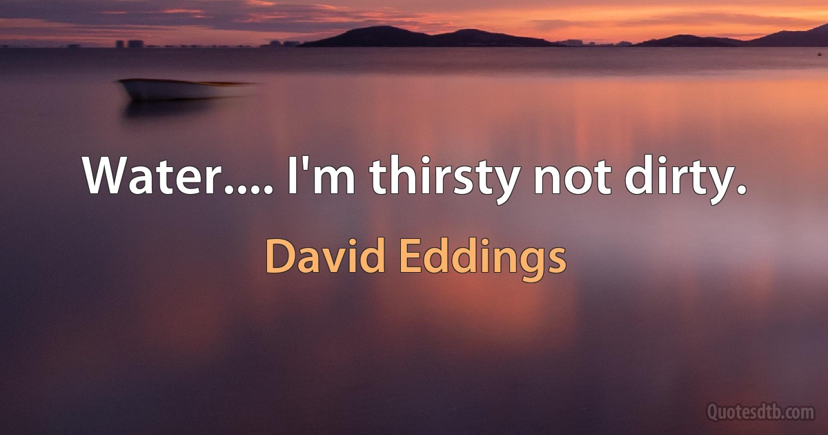 Water.... I'm thirsty not dirty. (David Eddings)