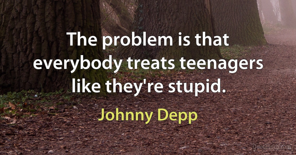 The problem is that everybody treats teenagers like they're stupid. (Johnny Depp)