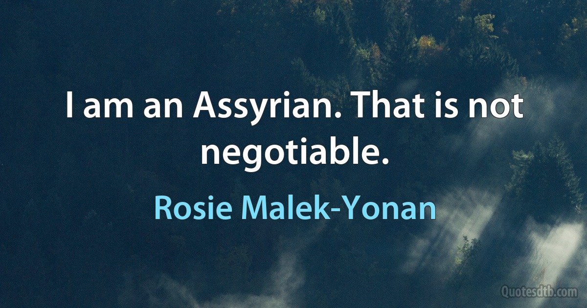 I am an Assyrian. That is not negotiable. (Rosie Malek-Yonan)