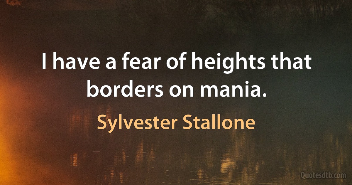 I have a fear of heights that borders on mania. (Sylvester Stallone)