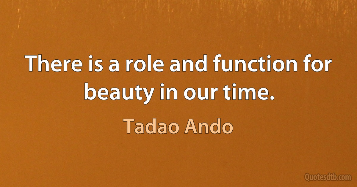 There is a role and function for beauty in our time. (Tadao Ando)