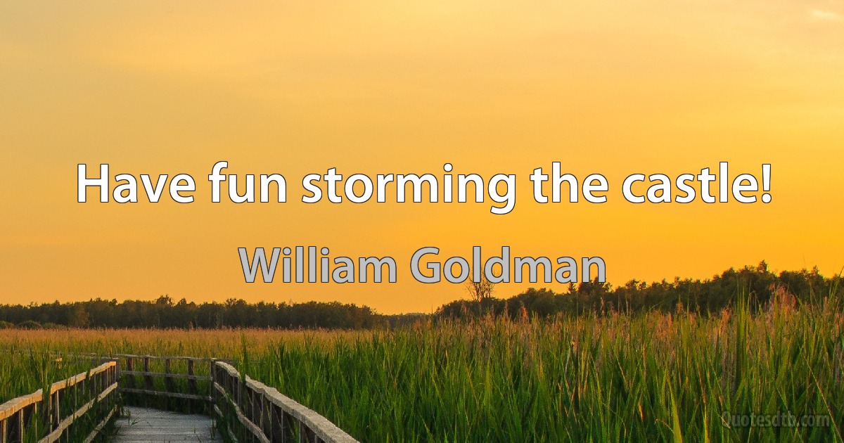 Have fun storming the castle! (William Goldman)