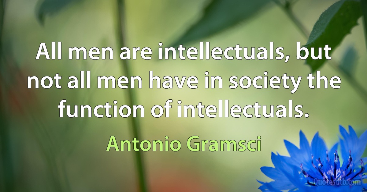 All men are intellectuals, but not all men have in society the function of intellectuals. (Antonio Gramsci)