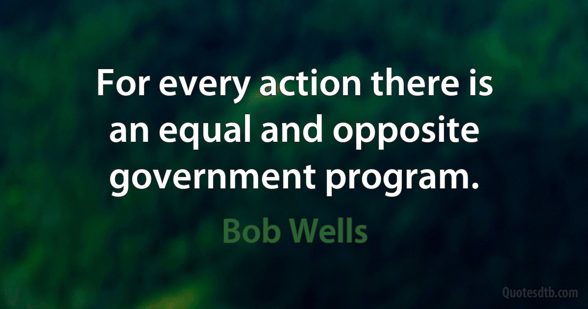 For every action there is an equal and opposite government program. (Bob Wells)