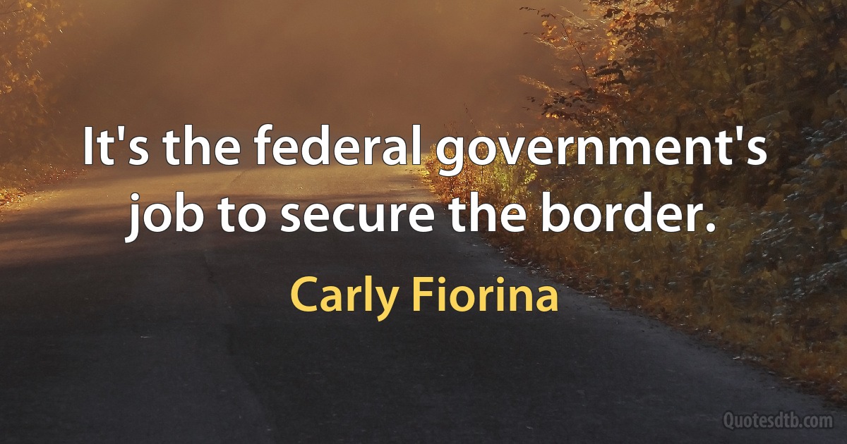 It's the federal government's job to secure the border. (Carly Fiorina)