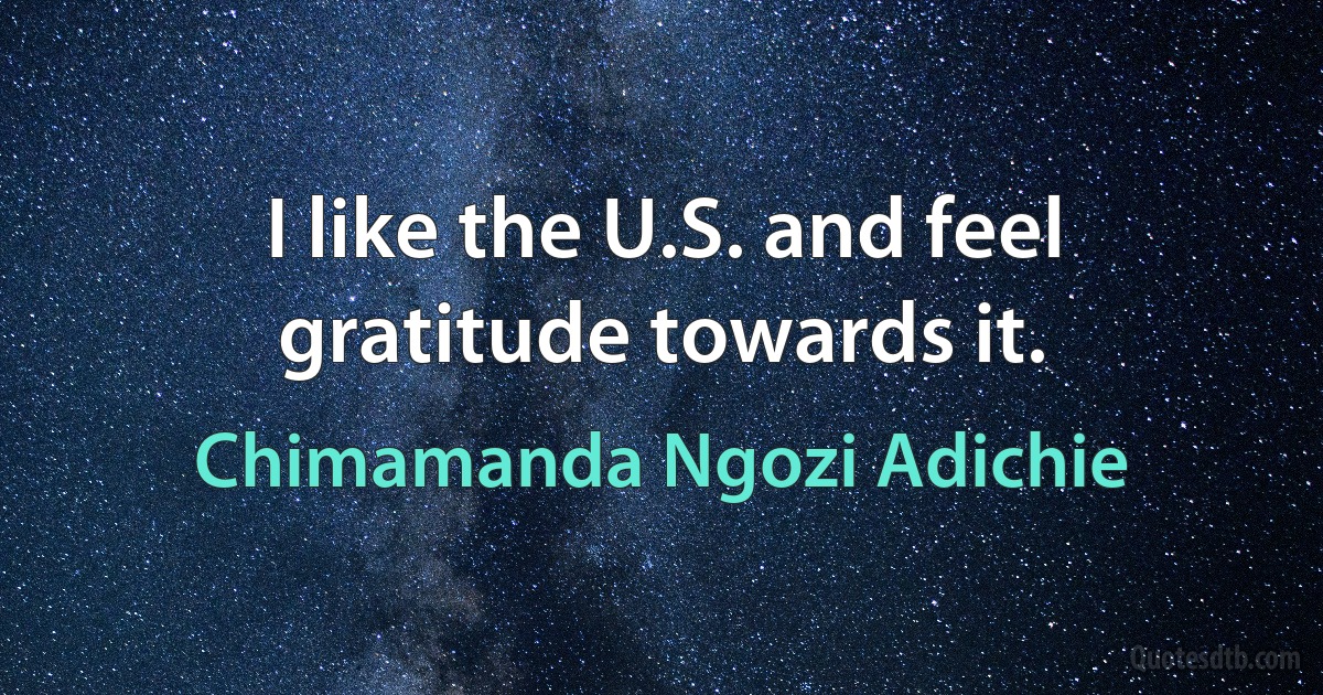 I like the U.S. and feel gratitude towards it. (Chimamanda Ngozi Adichie)