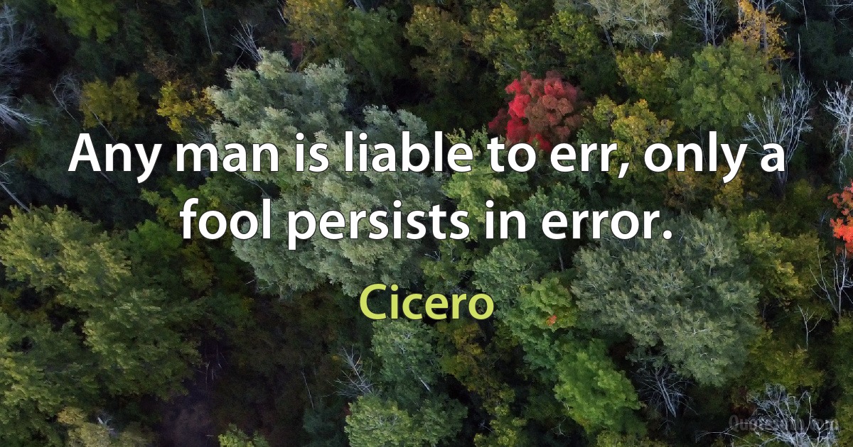 Any man is liable to err, only a fool persists in error. (Cicero)