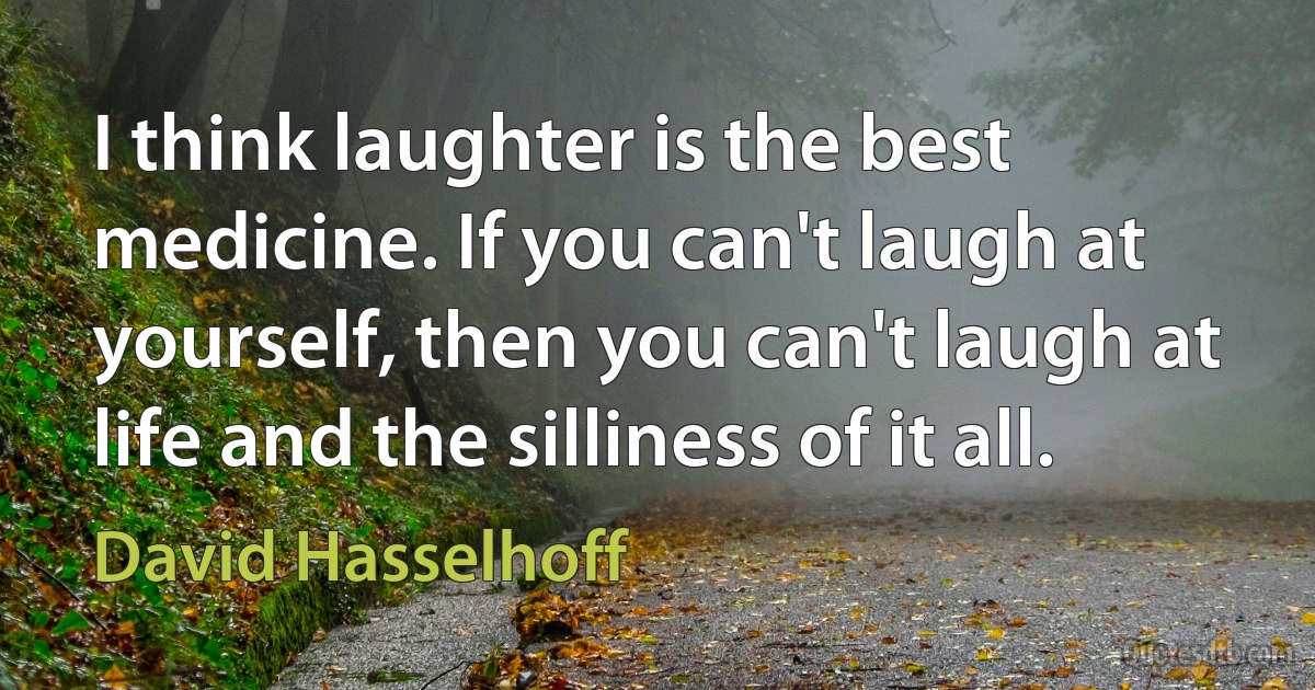 I think laughter is the best medicine. If you can't laugh at yourself, then you can't laugh at life and the silliness of it all. (David Hasselhoff)