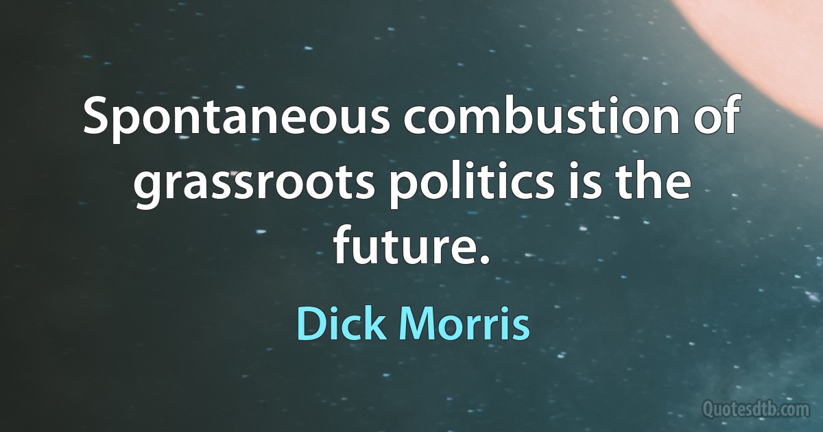 Spontaneous combustion of grassroots politics is the future. (Dick Morris)