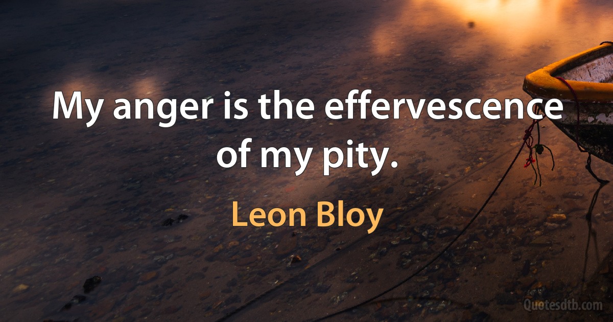 My anger is the effervescence of my pity. (Leon Bloy)