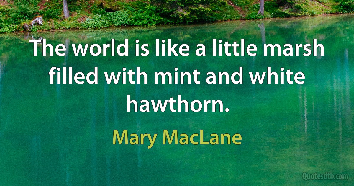 The world is like a little marsh filled with mint and white hawthorn. (Mary MacLane)