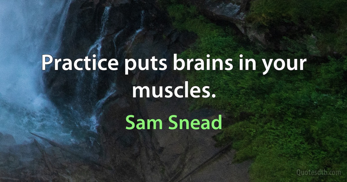 Practice puts brains in your muscles. (Sam Snead)