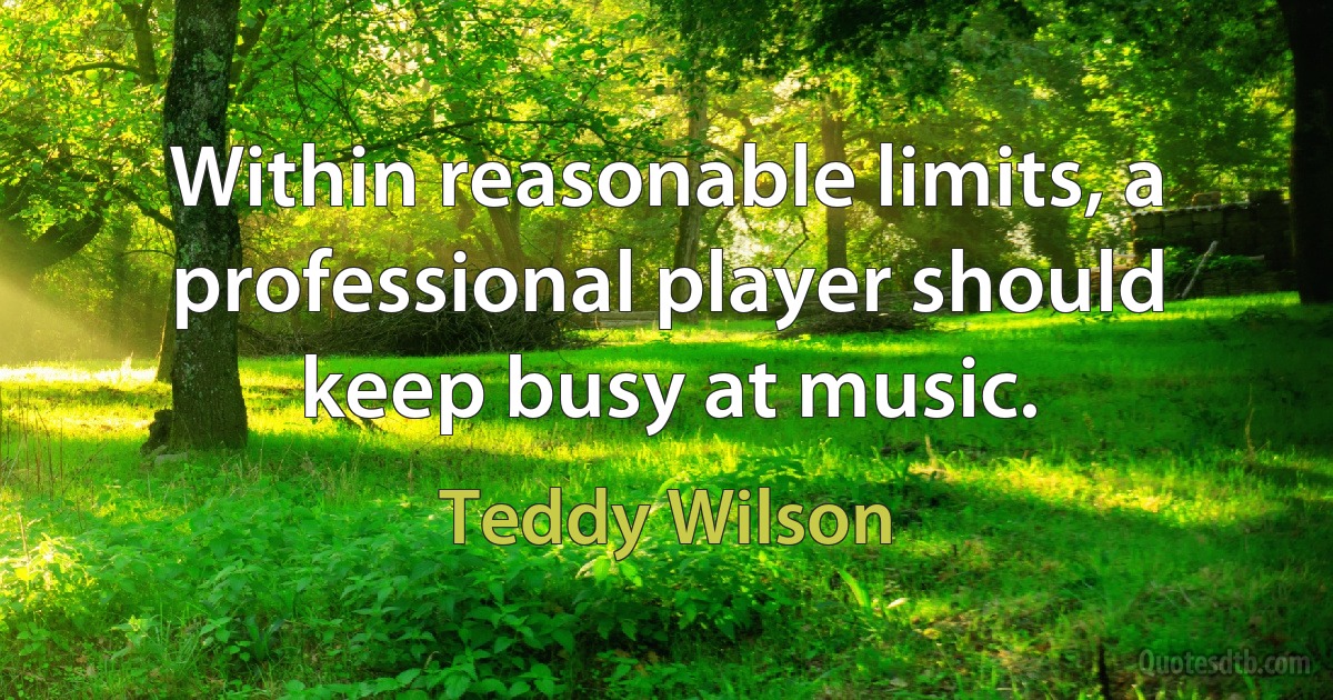 Within reasonable limits, a professional player should keep busy at music. (Teddy Wilson)