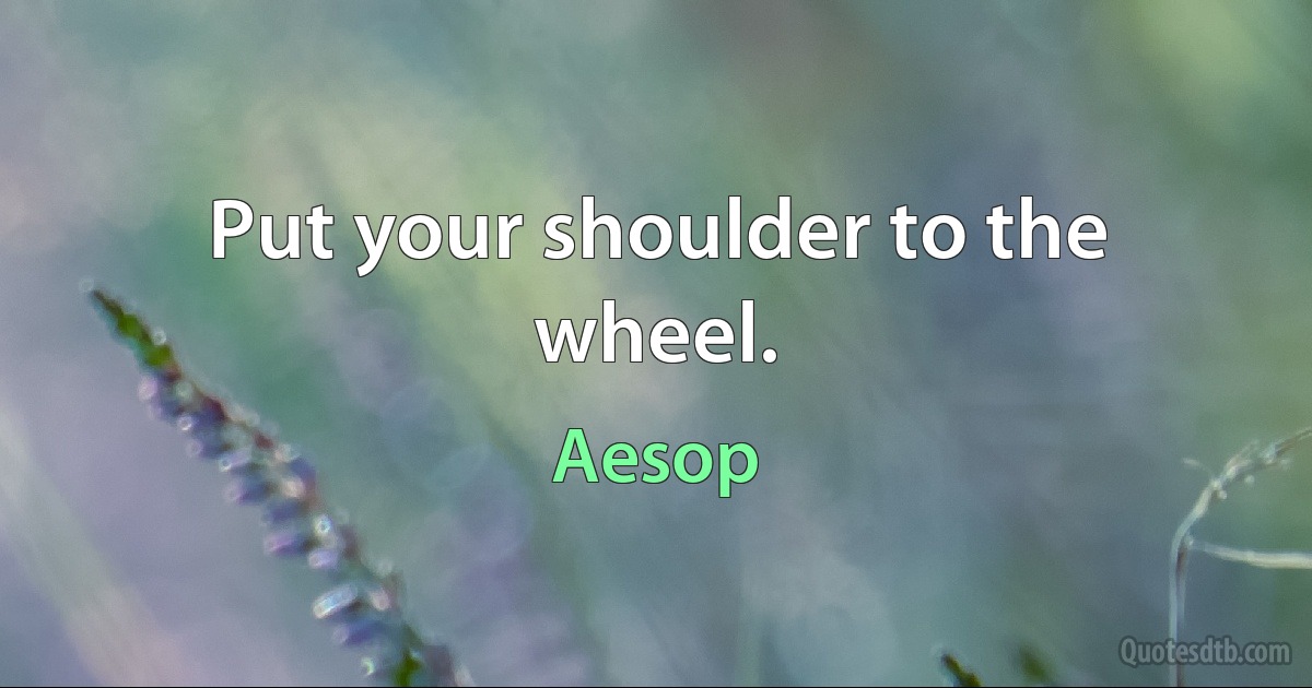 Put your shoulder to the wheel. (Aesop)