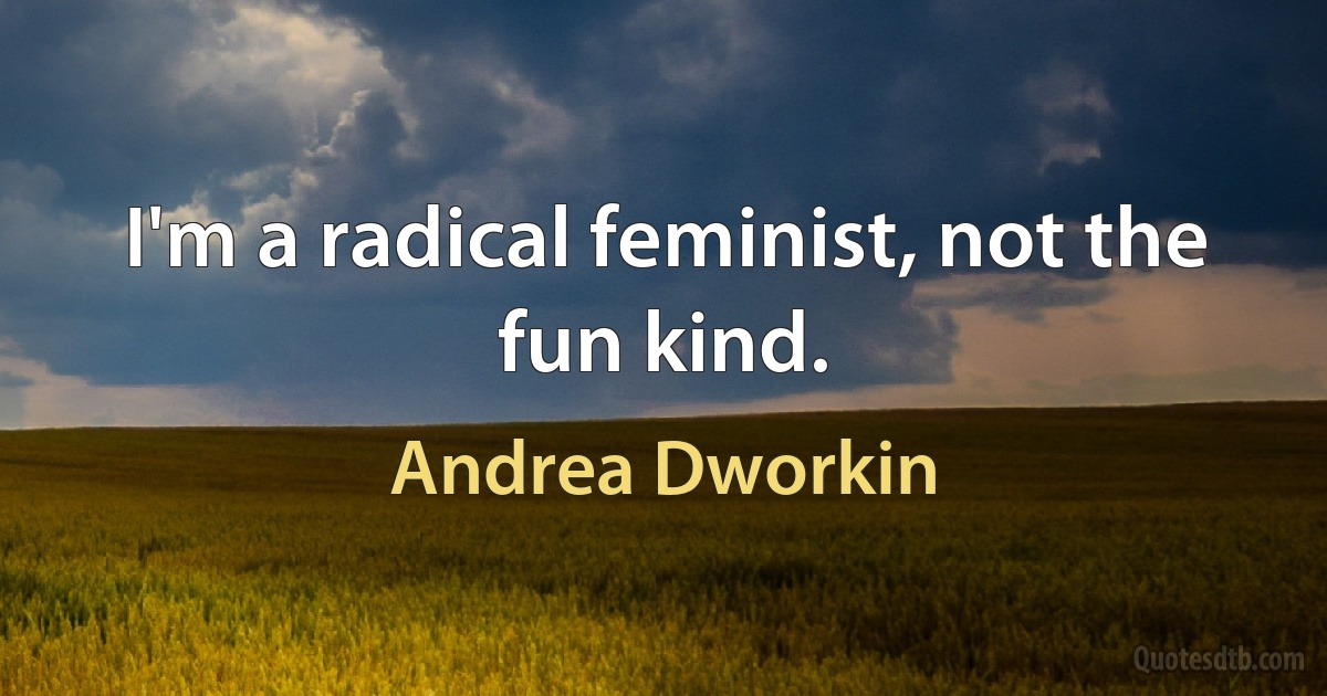 I'm a radical feminist, not the fun kind. (Andrea Dworkin)